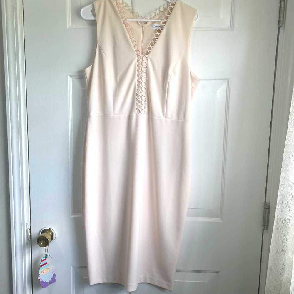Calvin Klein Pale Pink Midi Sheath Dress Size 12